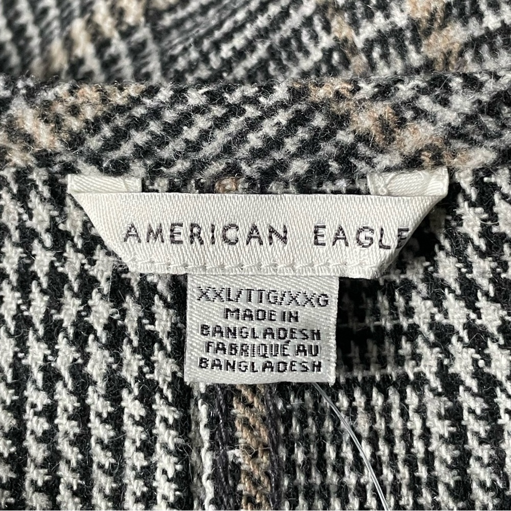 New! American Eagle Black/Tan Plaid Button Front Vest Mini Dress NWT - 35589 - Picture 11 of 14